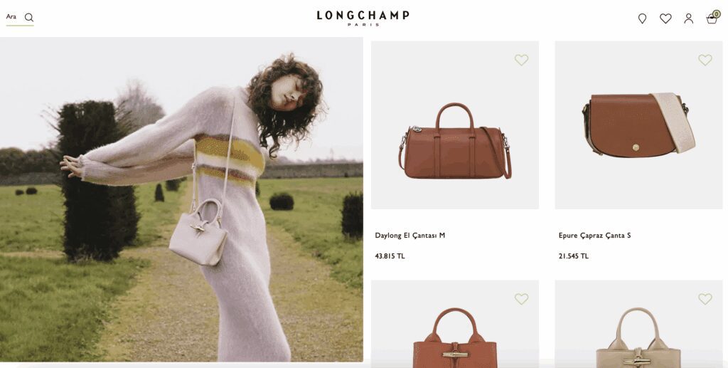 Ürün gösterimi ekranı ve e-ticaret sayfası, kullanıcı dostu tasarım ve özellikler.